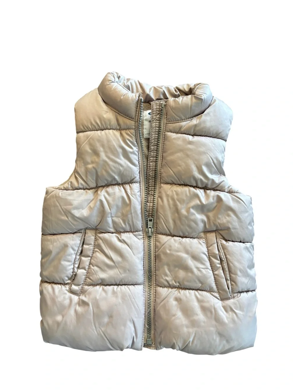 Old Navy 4T Unisex Tan / Cream Fleece Lined Puffer Vest